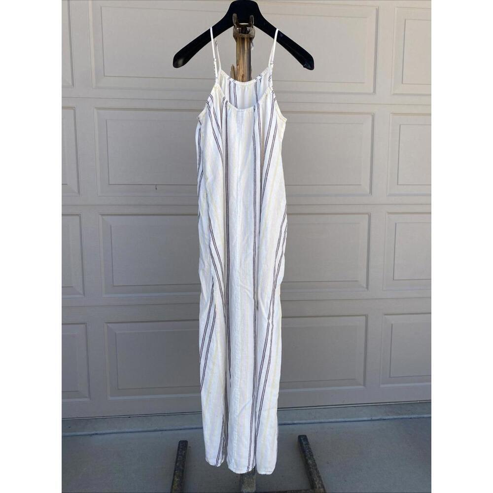 A New Day Stripe Linen Blend Maxi Dress XSmall Small XS/S Cream Brown Yellow - Picture 5 of 6